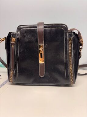 Chic Structured Crossbody with Gold Hardware 7.5x8.5x4